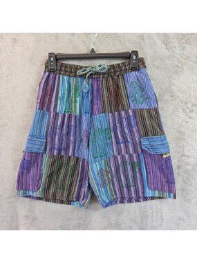 The Collection Royal Shorts Mens S Multicolor Cargo 8 Inseam Boho Hippie